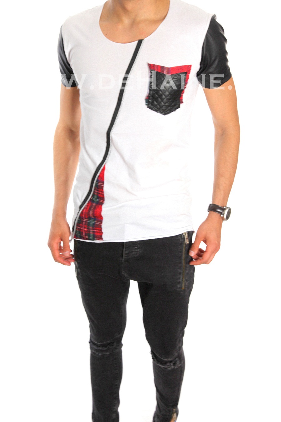 Tricou barbati slim fit alb 6533